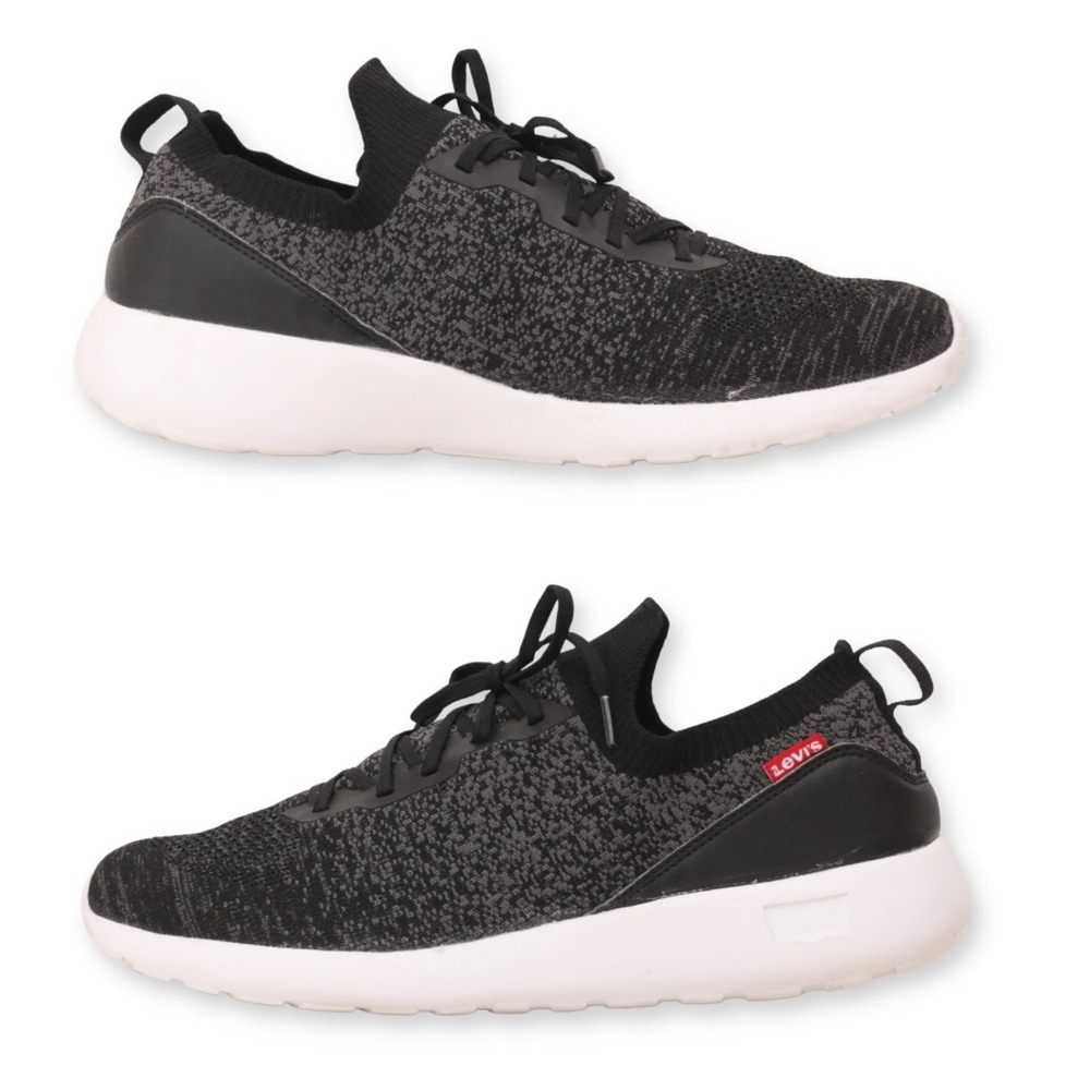 Levi's Kids Knit Sneakers Black White Lace Up Athletic Shoes Size‎ 13
